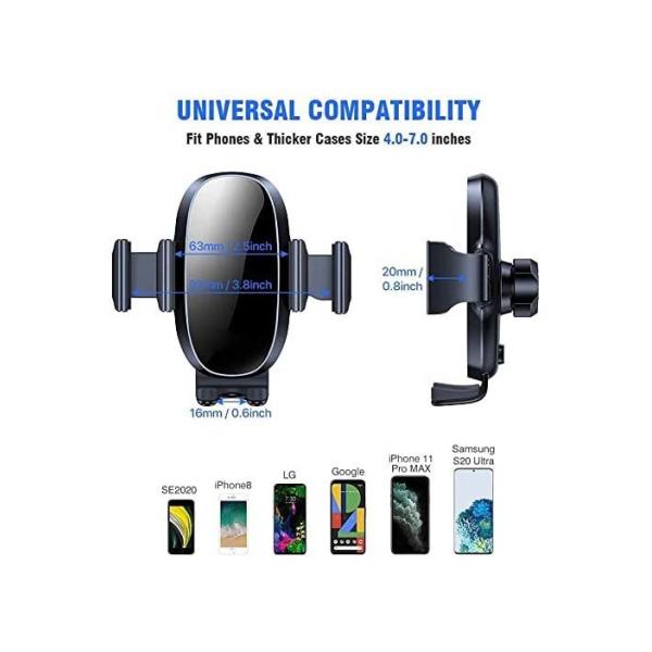 Adjustable Car Dashboard Phone Mount 360 Rotation 3.8inch width
