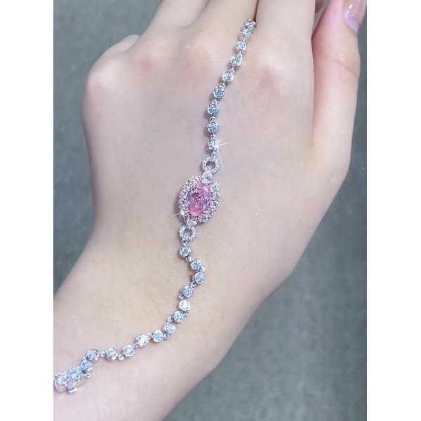 Fancy Colored Lab Grown Diamond Bracelets Pink Diamond Tennis Bracelets 2.08ct