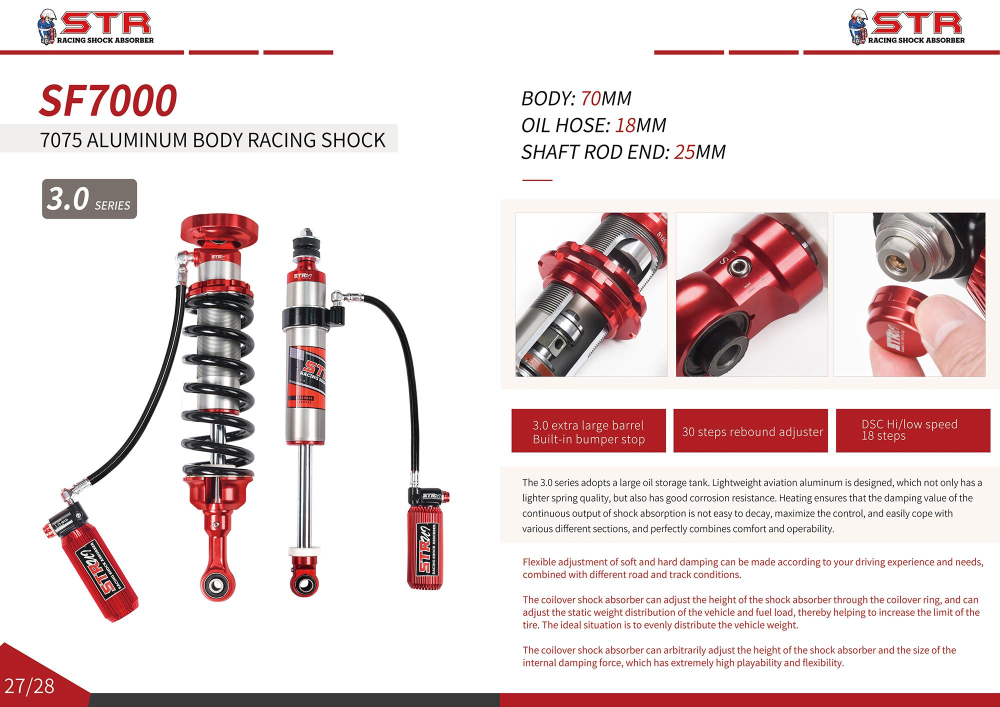 Toyota LC80/LC105 7075 Aluminum Body Piggyback Shock with 24 Stage Compression for 4x4 Lift Kits