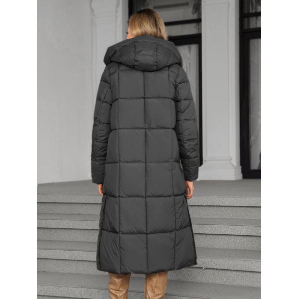 long women jacket, for cold winter coat, hooked, lower knees length, dark colours, Winter Warmth Graphene Self Heating line，