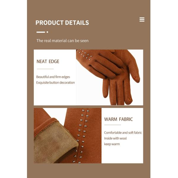 Bulk Luxury Full Finger Winter Warm Gloves Rivet Texting Touch Screen