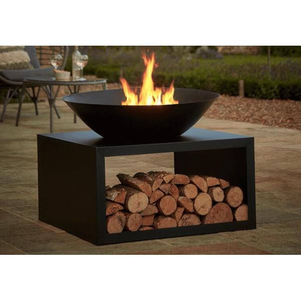 Black Garden Heater Firewood Log Storage Steel Wood Burning Outdoor Fire Pit