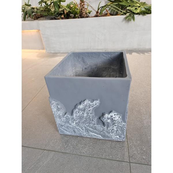 Minimalist Blue Fiber Clay Planter Waterproof For Yard Decorating