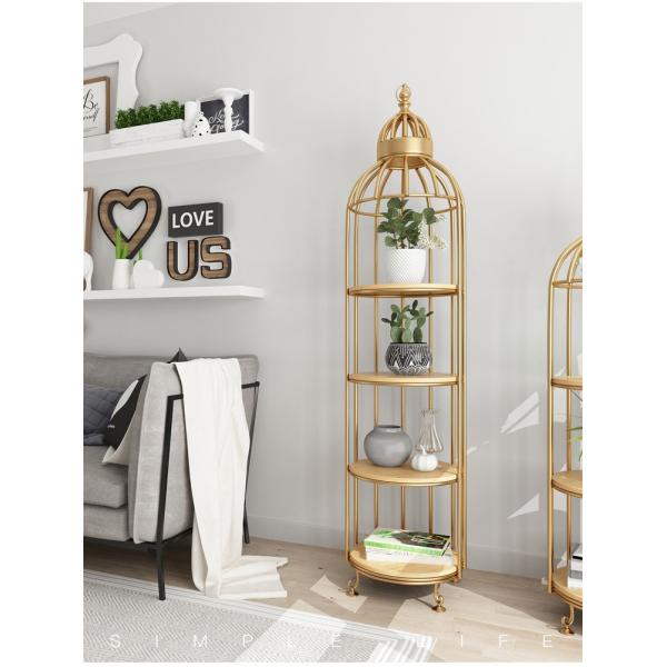 Interior Decoration Metal Display Racks And Stands Creative Bird Cage Shape Flower Shelf