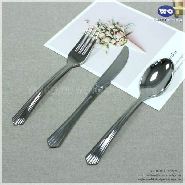7 Inch Silver Plastic Silverware-Premium Heavyweight Disposable Utensils-Heavy