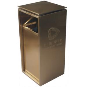 Quality Champagne Gold Coating Hotel Lobby Accessories Ashtrays Bins Stainless Steel Lobby Lift for sale