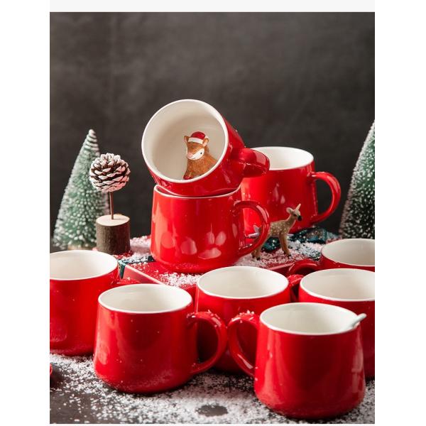 Glaze 350ml 13x9.5x9cm Christmas Ceramic Mugs