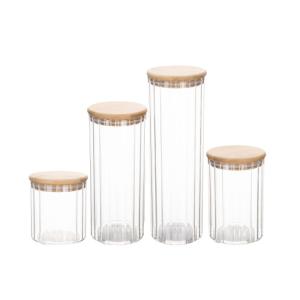 Quality 500ml-2200ml High Borosilicate Glass Canister with Bamboo Lid for sale