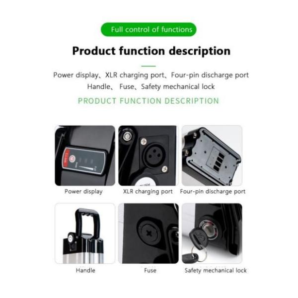 Portable OEM 18650 Lithium Electric Bike Battery 36V 15AH540W Plus Sliver Fish Model With Bluetooth For Electric Bike