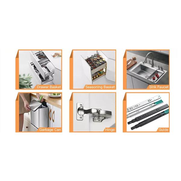 Stainless Steel Wall Hanging Kitchen Cabinets MDF Door Kitchen Wall Cupboards