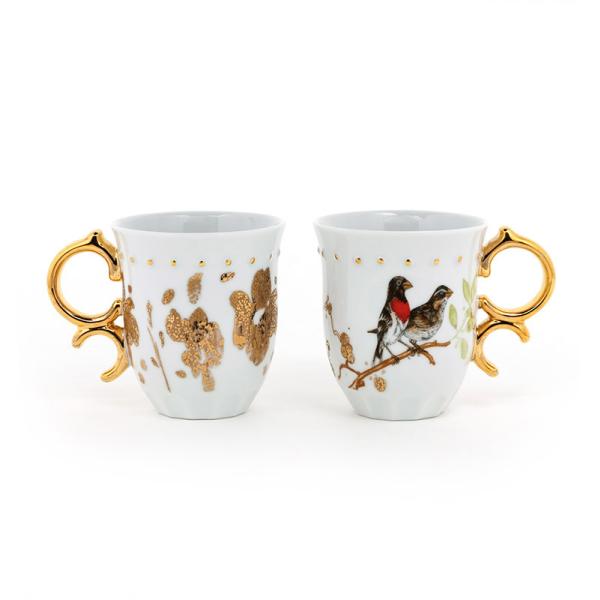 Ceramic Coffee Mug Porcelain Everyday Mug Gold Handle JING REPUBLIC