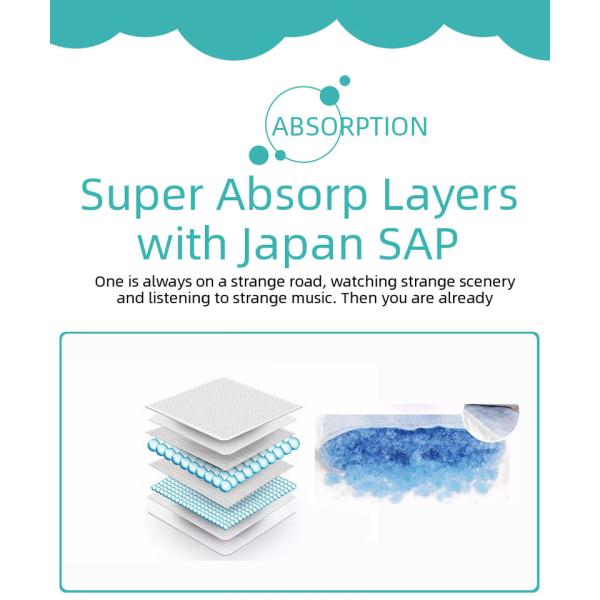 Free Sample Custom SAP Super Absorbing Performance Baby Diapers Disposable Nappies