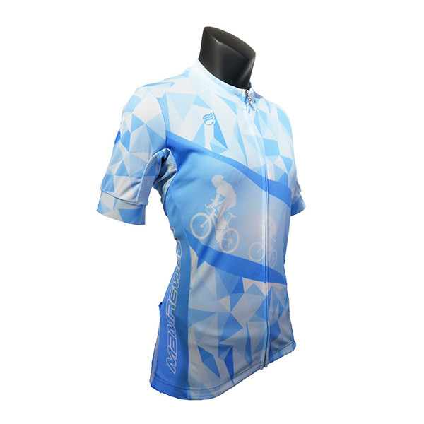 Blue Design Womens Cycling Clothing , Short Sleeve Cycling Jersey OEM/ODM