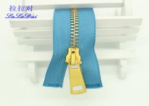 Decorative Gold 30 Inch  Metal Teeth Zipper Auto Lock Slider For Full Zip Sweater