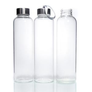 Quality 24oz 16oz Drinking Bottle Glass Water Bottle With Bamboo Lid for sale