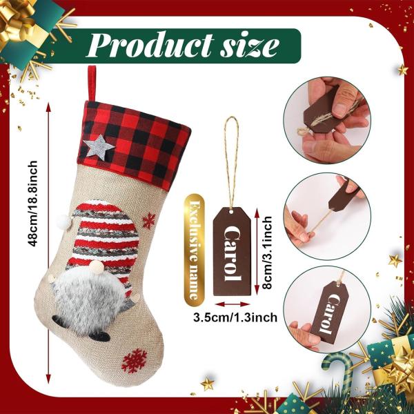 Christmas Stockings 4 Pack 18 inch Large Kids Stocking Bags Hanging Socks for Christmas Decor Decorations