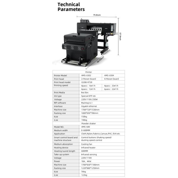 Direct To Film 60cm A1 I3200 Printer With Powder Shaker Dryer Output Semi Automatic