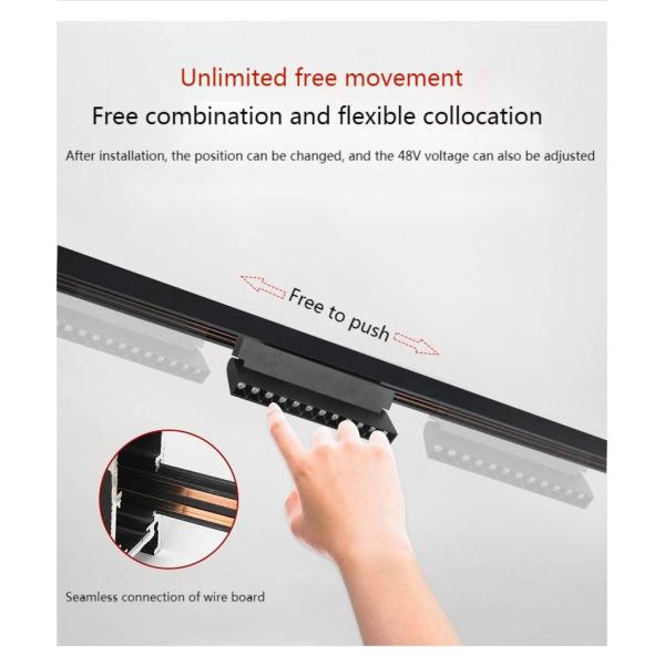 Embedded Adjustable Magnetic Track Lights 30W 48V 3000LM Flux