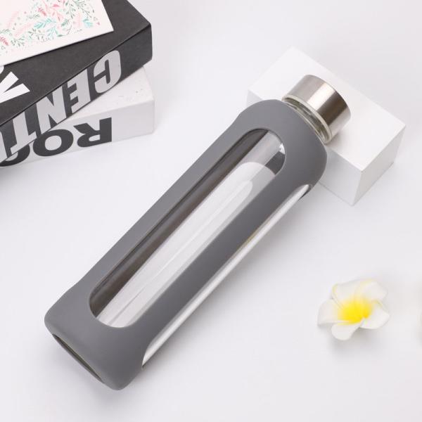 500ml Colorful Drinking Glass Sports Water Bottle With Silicone Sleeve