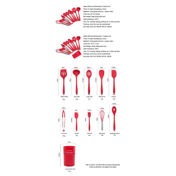 Lightweight Fadeless 10 Piece Silicone Kitchen Utensil Set