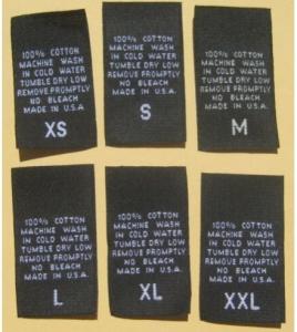 Quality Dry Cleanable Black Woven Wash Care Labels 100% Cotton Twill Fabric for sale