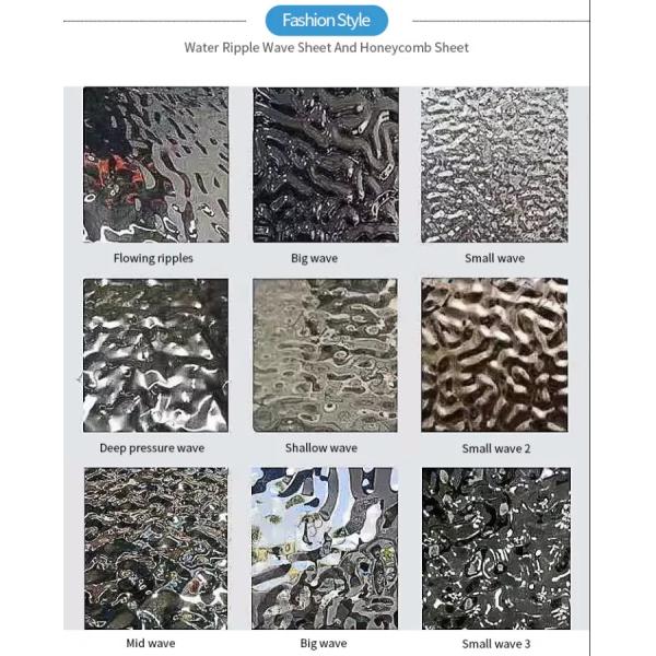 Blue Coated Water Ripple Stainless Steel Sheet 2438mm 3048mm 201 304 PVD