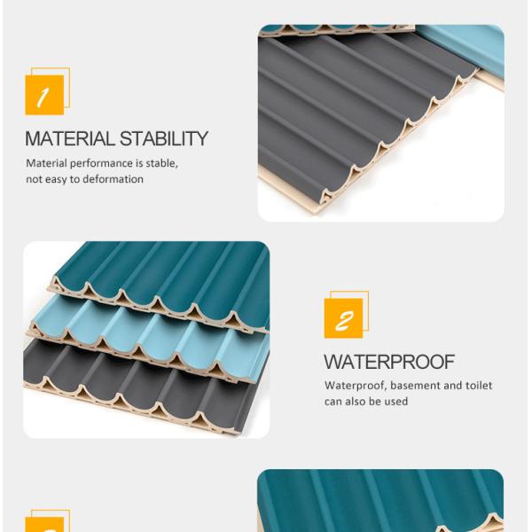 Decorative 3D WPC Wooden Ceiling Outdoor 15mm Round Grille Panel