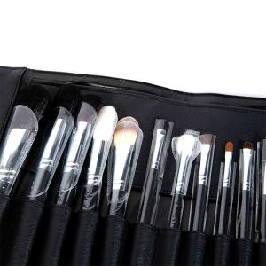 China Black Face Makeup Brush Set Synthetic Hair With Leather Bag on sale