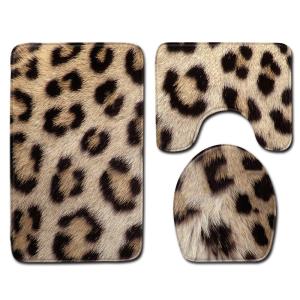 Quality Animal Leopard Patterned Three Piece Bathroom Mats Rugs OEM ODM for sale