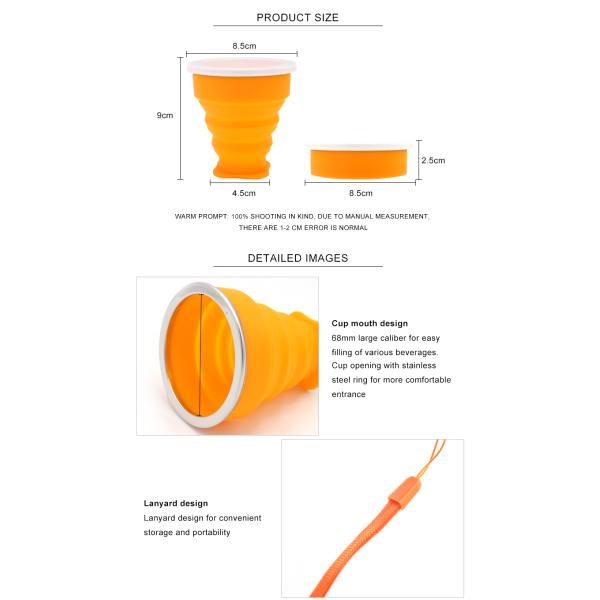 OEM 200ml Silicone Foldable Drinking Cup For Travel