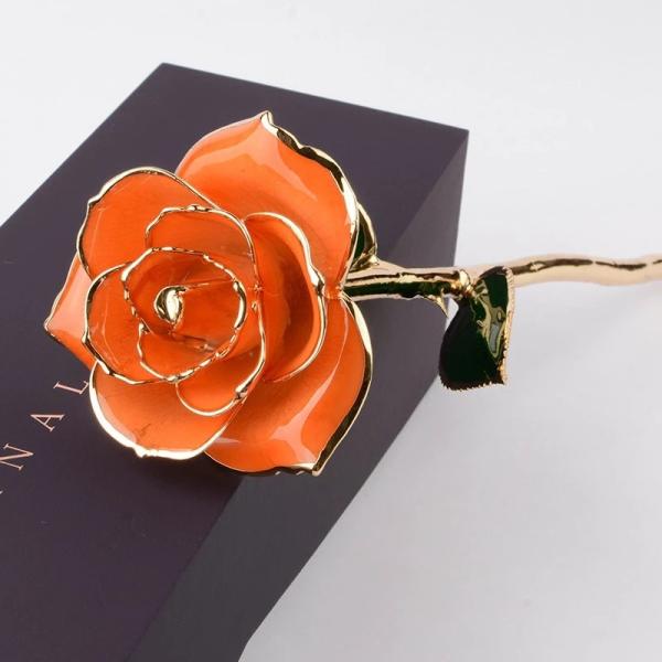 24k Gold Rose preserved rose in Gift Box with Clear Display Stand Best Gift Wholesale rose gift for lover