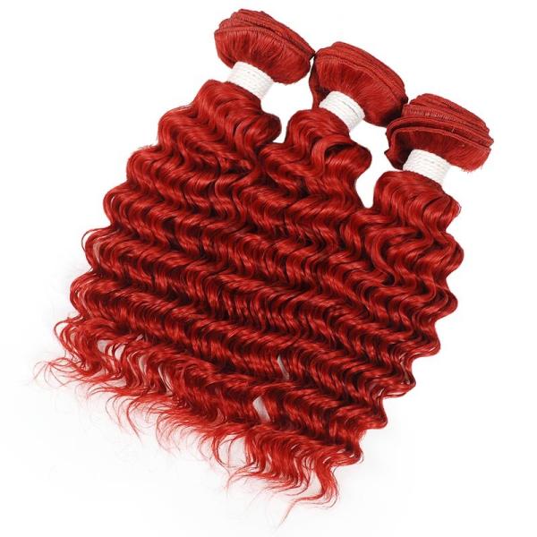 Red Deep Wave Remy Human Hair Bundles Sew In Weave Bundles Brazilian Bundle Deals