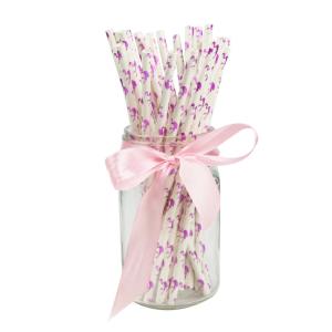 China Flamingo Pattern Gold Biodegradable Paper Straws , Disposable Paper Spoon Straws on sale