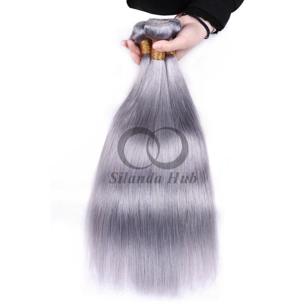 Grey Straight Remy Human Hair Bundles Sew In Weave Bundles Brazilian Bundle Deals