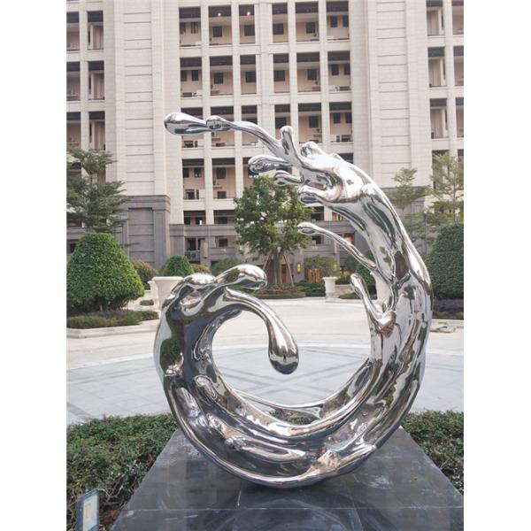 Mirror Outdoor Pool Sculptures Stainless Steel Abstract For Corten