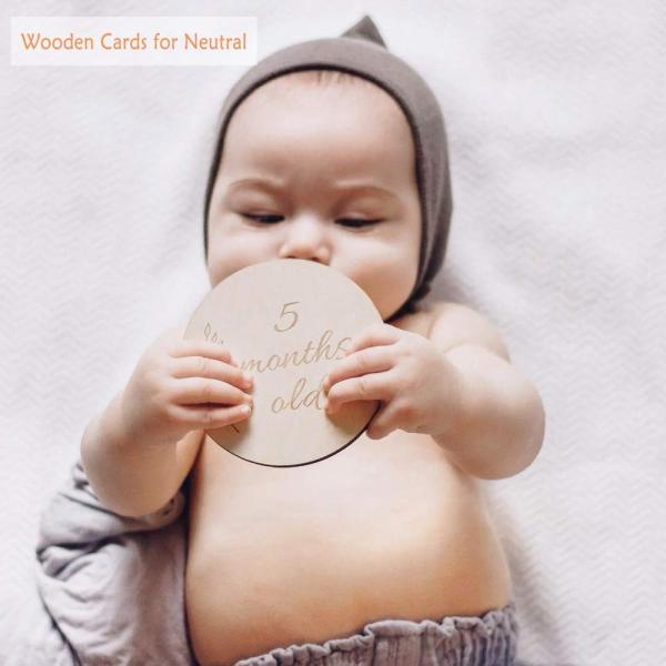 Custom Wooden Baby Milestone Cards | 13 Double-Sided Hand-Crafted Circles with a Larger Disc | Baby Shower Gifts