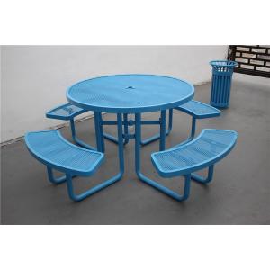 Quality Commercial Steel Outdoor Picnic Tables And Chairs Round Shape for sale