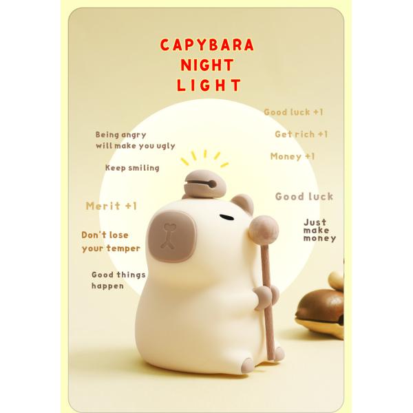 Funny Cartoon Capybara Night Light Tap Control 1200mAh Rechargeable Sleeping Night Light With 7 Changeable Color