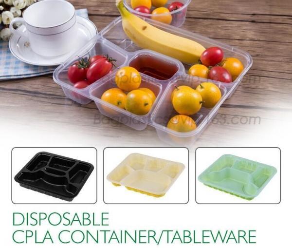 Buy Disposable corn starch plates biodegradable corn starch food container, Disposable PLA Serving Divided Lunch Tray at wholesale prices