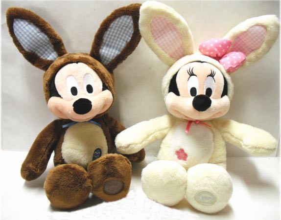 Customized Stuffed Animals Easter Mickey Mouse Bunny Plush Toys in Brown / Off white