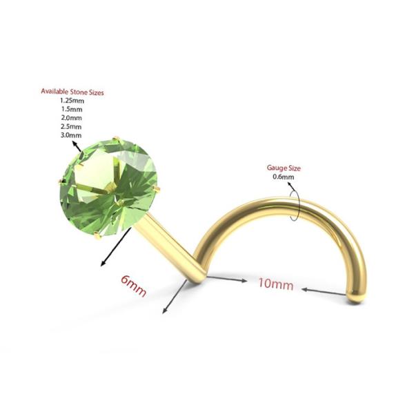 Screw 18K Gold Nose Piercing With 1.5mm-3mm Natural Garnet Stone