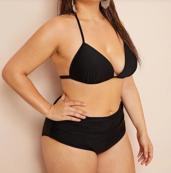 2019 Swimwear Plus Triangle Wrap Halter Top With Ruched High Waist Bikini VNSF012 for USA