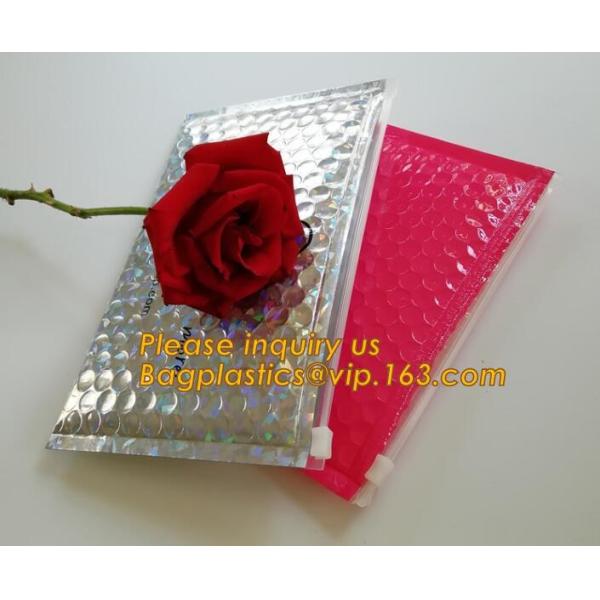 air mail metallic holographi rose gold bubble padded mailer / Zip lockk bubble bag/ slider bubble bag,Holographic Factory