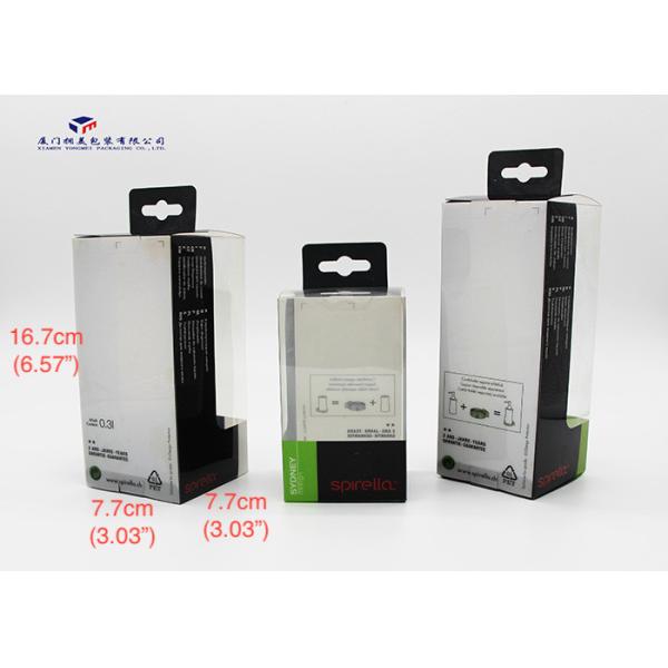 Clear Front Window PET Plastic Box 16.7cm Height Hang Stripe In Middle Of Box Top