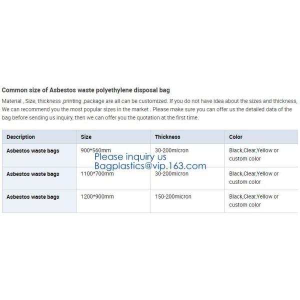 PE asbestos yard waste bags,hazard waste disposal bags,Customized danger warning printing clear polythene LDPE asbestos