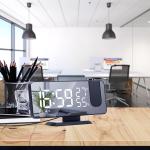 Square Projection Alarm Clock With Radio LED Display Temperature Humidity