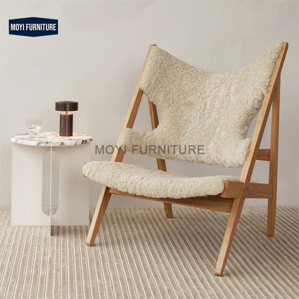 Living Room Chair Plush Wool Upholstered Accent Chair Comfortable Modern Seating for Lounge Bedrooms