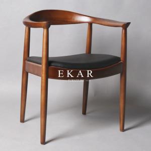 Quality Ash Wood Armchair Woven Leather Dining Funiture Modern Chair for sale