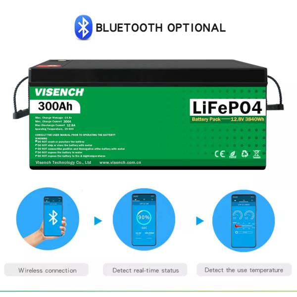 Visench Rechargeable Lithium Ion Batteries 12V 300Ah LiFePO4 Battery Pack