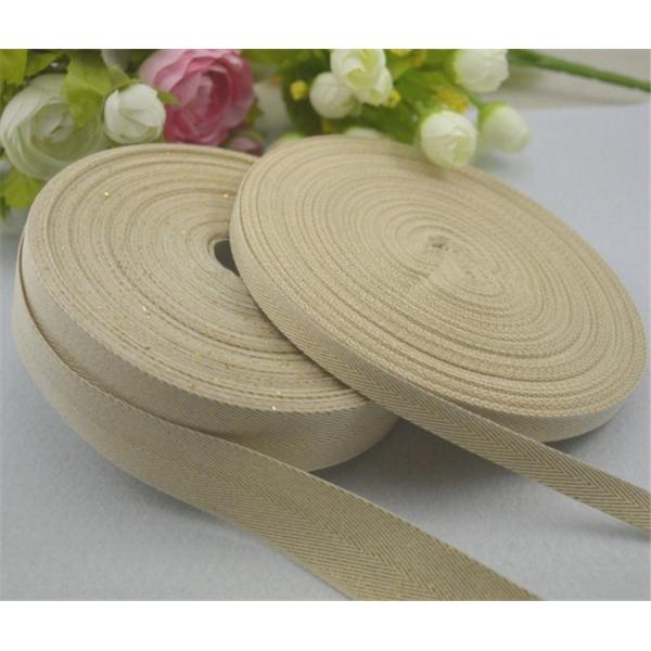 High Tenacity Personalized Cotton Ribbon Pure White Color Narrow Woven Technics